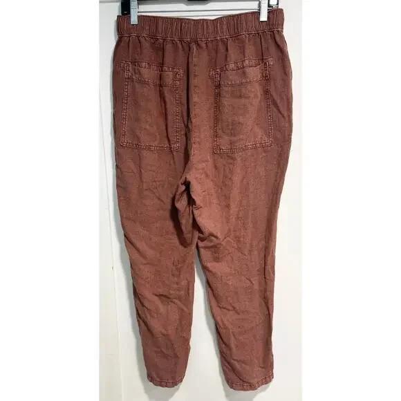 PILCRO Anthropologie Linen Blend Drawstring Pull On Pants Trousers Size S - Picture 3 of 5